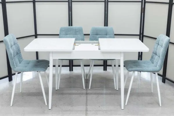 Обеденная группа (стол Ост белый и 4 стула Тетра ментол) - Обеденные группы
