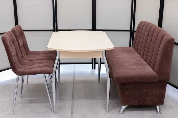 Диван, стол, 2 стула хром (серия Альт шоколад) - Кухонные наборы