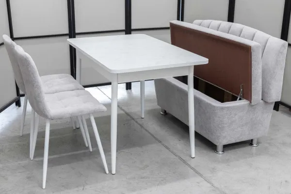 Диван, стол, 2 стула (серия Альт светло-серый) - Кухонные наборы