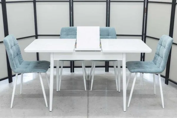 Обеденная группа (стол Ост белый и 4 стула Тетра ментол) - Обеденные группы