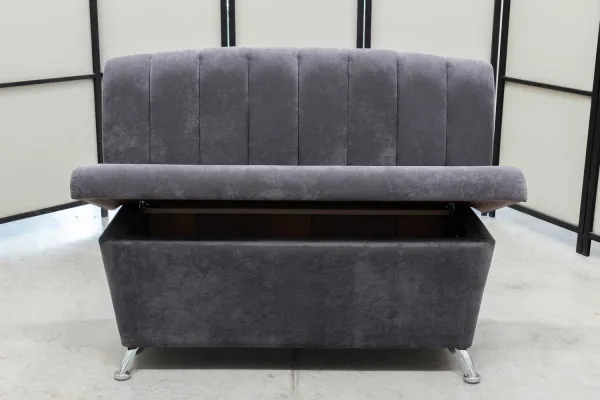 Кухонный прямой диван Альт с ящиком (антивандальный графит) - Кухонные диваны