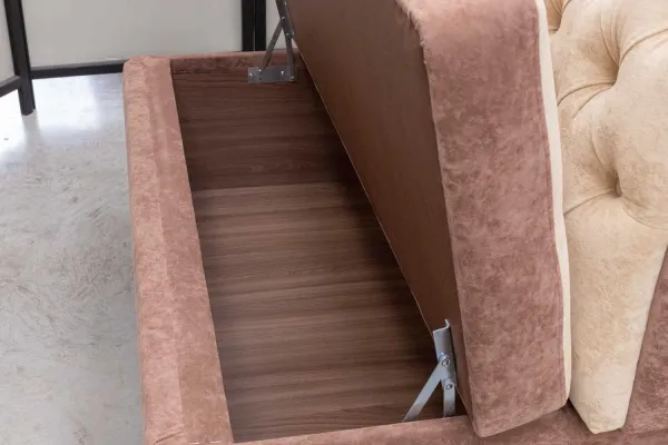 Кухонный прямой диван Монро с ящиком (антивандальный бежевый) - Кухонные диваны