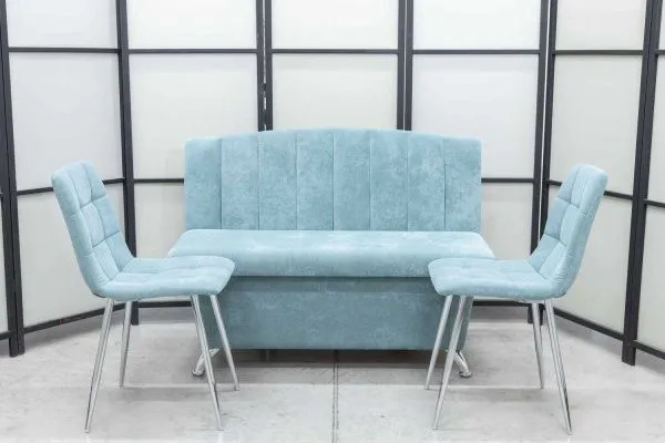 Диван, 2 стула хром (серия Альт ментол) - Кухонные наборы