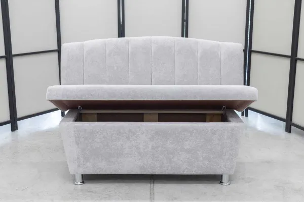 Кухонный прямой диван Альт с ящиком (антивандальный светло-серый) - Кухонные диваны