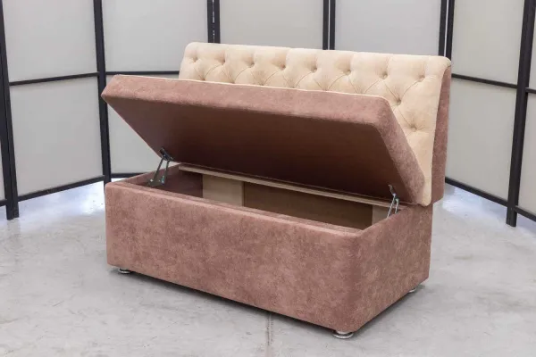 Кухонный прямой диван Монро с ящиком (антивандальный бежевый) - Кухонные диваны