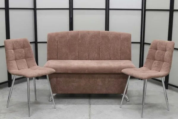 Диван, 2 стула хром (серия Альт мокка) - Кухонные наборы