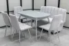 Диван, стол, 4 стула хром (серия Альт светло-серый)