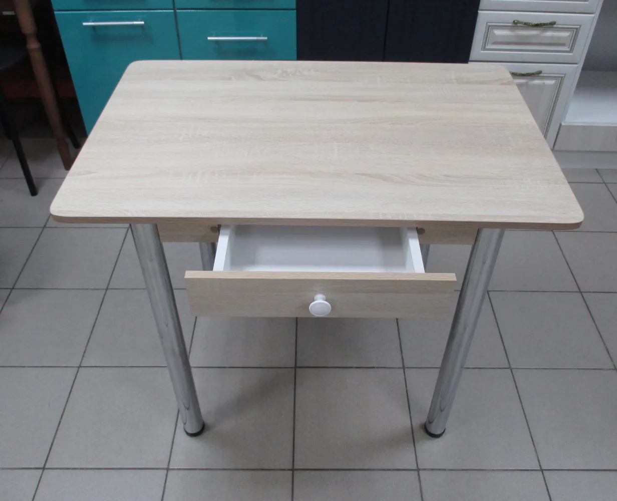 Стол Прямоугольный 900х600 Беленый Сонома с хромированными ножками - Кухонные столы