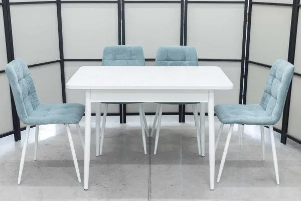 Обеденная группа (стол Ост белый и 4 стула Тетра ментол) - Обеденные группы