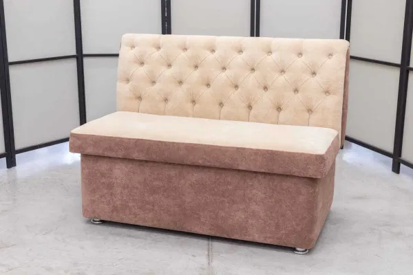 Кухонный прямой диван Монро с ящиком (антивандальный бежевый) - Кухонные диваны