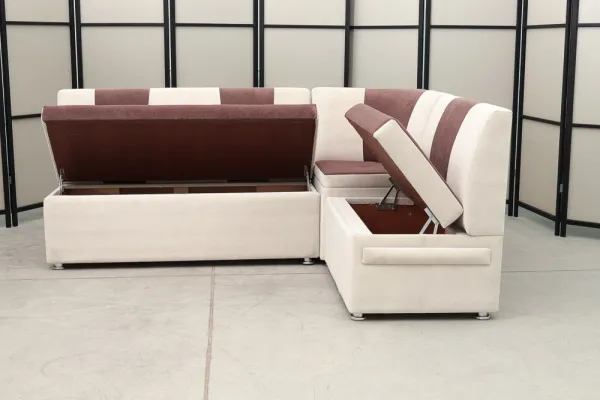 Кухонный угловой диван Толедо (флок) с переменным углом и ящиками - Кухонные диваны