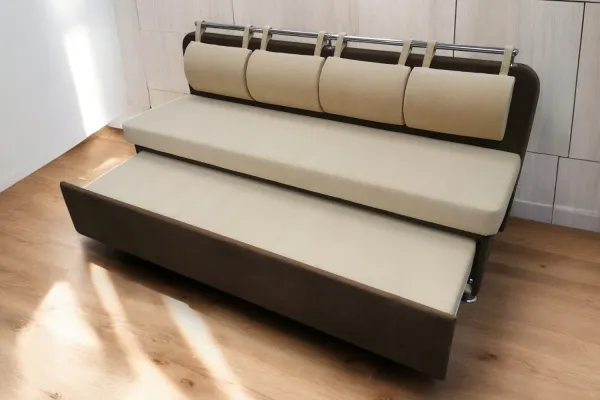 Кухонный прямой диван Лана-4 с подушками и спальным местом - Кухонные диваны