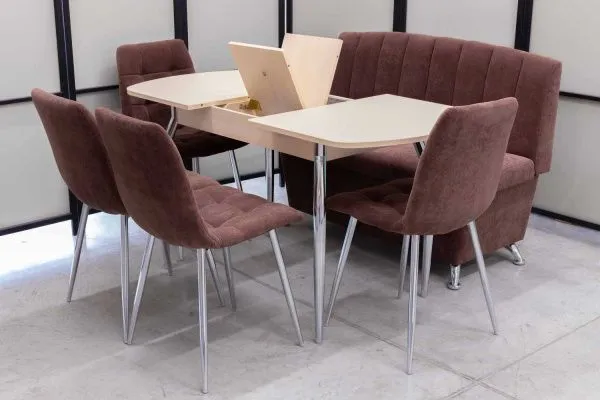 Диван, стол, 4 стула хром (серия Альт шоколад) - Кухонные наборы