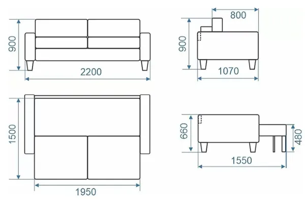 Диван-кровать Аркадия VIP синий. Фотографии