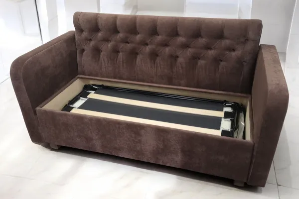 Кухонный прямой диван Таон-4M с каретной стяжкой и подлокотниками (раскладушка) - Кухонные диваны