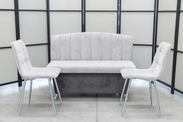 Диван, 2 стула (серия Альт серая с хромированными стульями) - Кухонные наборы