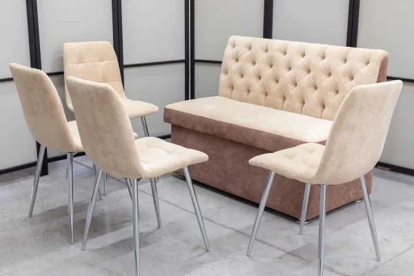 Диван, 4 стула (серия Монро бежевый) - Кухонные диваны