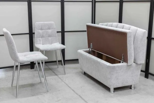 Диван, 2 стула хром (серия Альт светло-серый) - Кухонные наборы