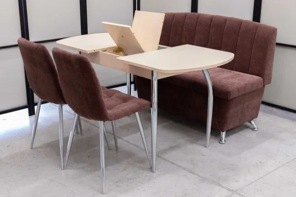 Диван, стол, 2 стула хром (серия Альт шоколад) - Кухонные наборы