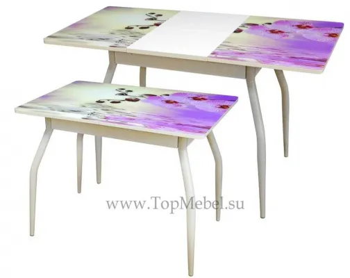 Стеклянный раздвижной стол Алиот М35 с фотопечатью - Столы