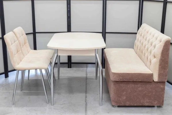 Диван, стол, 2 стула (серия Монро бежевый) - Кухонные наборы