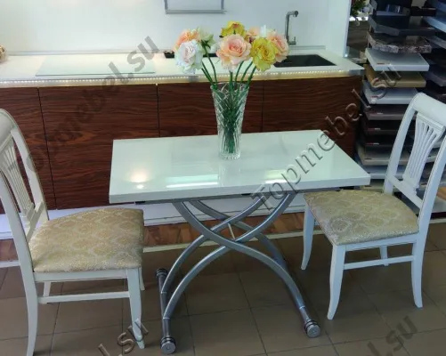 Стол трансформер B2323-2 белое стекло - Столы