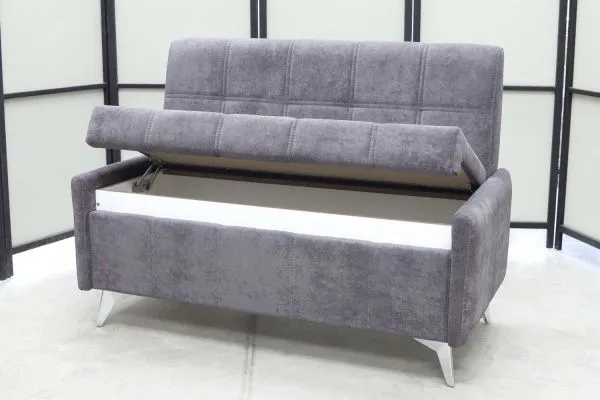 Кухонный прямой диван Авалон с ящиком (антивандальный, ножки хром) - Кухонные диваны