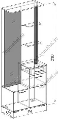 Прихожая Твист (Модуль 1+4+2) - Модульные прихожие