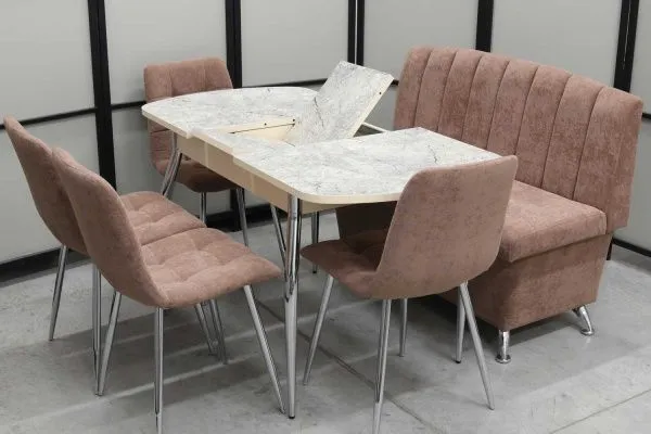 Обеденная группа Альт (диван Альт мокка, стол Милт и 4 стула Тетра) - Кухонные наборы