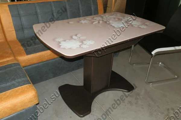 Стол Орион М72 на 1 ножке со стеклянной вставкой - Столы