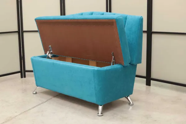 Кухонный прямой диван Альт с ящиком (сине-зеленый) - Кухонные диваны