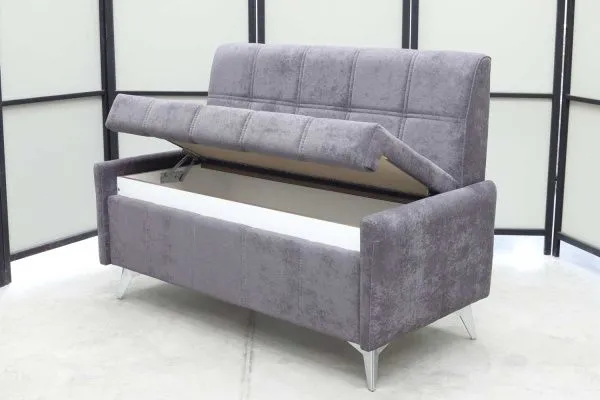 Кухонный прямой диван Авалон с ящиком (антивандальный, ножки хром) - Кухонные диваны