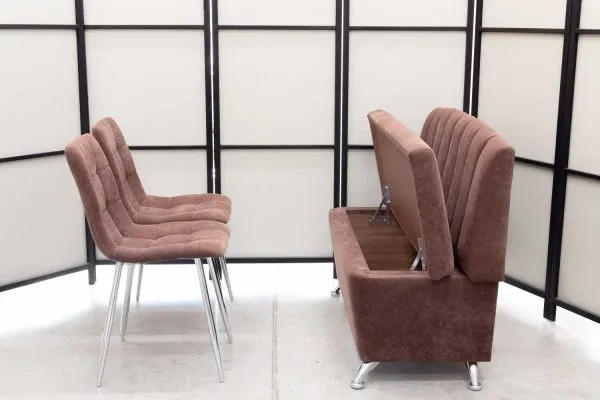 Диван, 2 стула хром (серия Альт шоколад) - Кухонные наборы