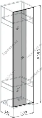 Вешалка с зеркалом 0,5 Лидер (Модуль 6) - Вешалки напольные