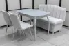 Диван, стол, 2 стула хром (серия Альт светло-серый)