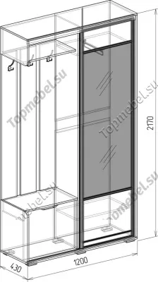 Прихожая купе Байкал (Модуль 4) - Малогабаритные прихожие