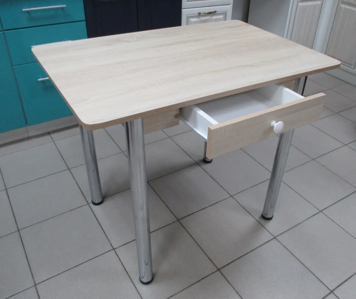 Стол Прямоугольный 900х600 Беленый Сонома с хромированными ножками - Кухонные столы