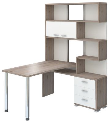 Компьютерный стол СР-420-130 - корпус нельсон, фасады белый жемчуг, столешница нельсон