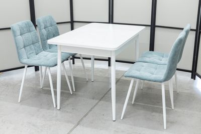 Обеденная группа (стол Ост белый и 4 стула Тетра ментол) - Обеденные группы