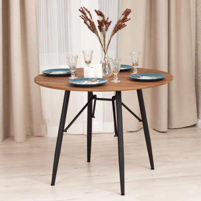 Стол RUSTO (mod. 283) - МДФ/металл, D100 х 75 см, Black (Черный) / Walnut (Орех) 10