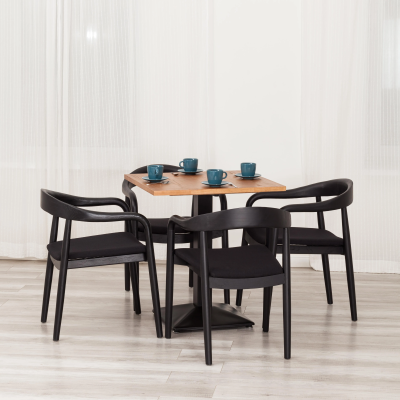 Стул BALDUR - дерево вяз/ткань лен, черный/черный лен, 49х52х76,5 см