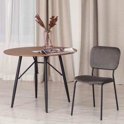 Стул CAROL (mod. UC06) - металл, вельвет, 45 х 56 х 82 см, Light grey (светло-серый) HLR24 / черный