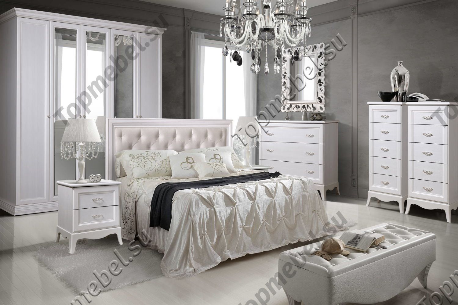 светлая мебель для спальни классика