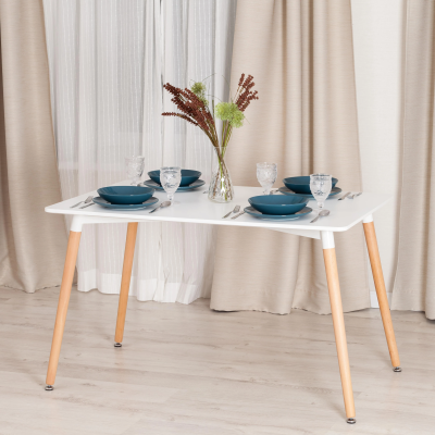 Стол JOHN (mod. T1001) - МДФ/дерево, 120 х 80 х 75 см , White (Белый) / Natural (натуральный)