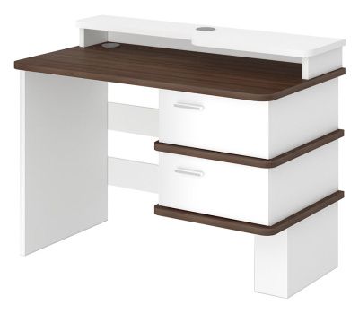 Компьютерный стол СД-15С +НМ - корпус белый жемчуг, полки шамони, надстройка белый жемчуг