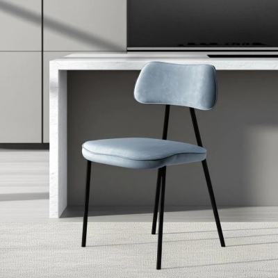 Стул SILVIA (mod. 0139124) / 1 шт. в упаковке - металл/вельвет, 46,5х59х82,5 см, голубой S108 (SILVER BLUE 74)/черный