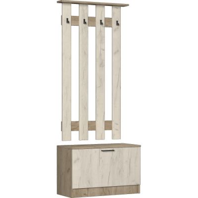 Вешалка с тумбой большая Машенька (Серый крафт / Белый крафт) - Вешалки настенные