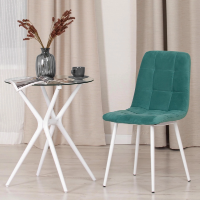 Стул CHILLY MAX  - Велюр/металл , 45 х 54 х 90 см , бирюзово-зелёный/белый