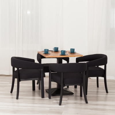 Стул SURTUR - дерево вяз/ткань лен, черный/черный лен, 54х53х74 см