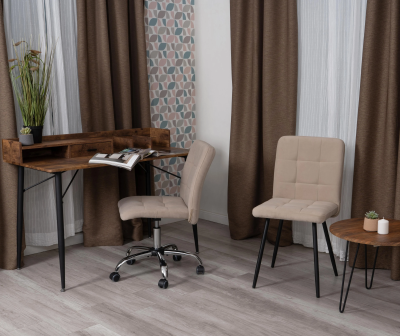 Комплект кресло + стул Medeo - LT, флок , бежевый/черный, 7, 45х56х89 см